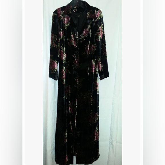 VINTAGE BETSEY JOHNSON VELVET MAXI DRESS AND MATCHING COAT DUSTER SET FL… - Picture 3 of 9